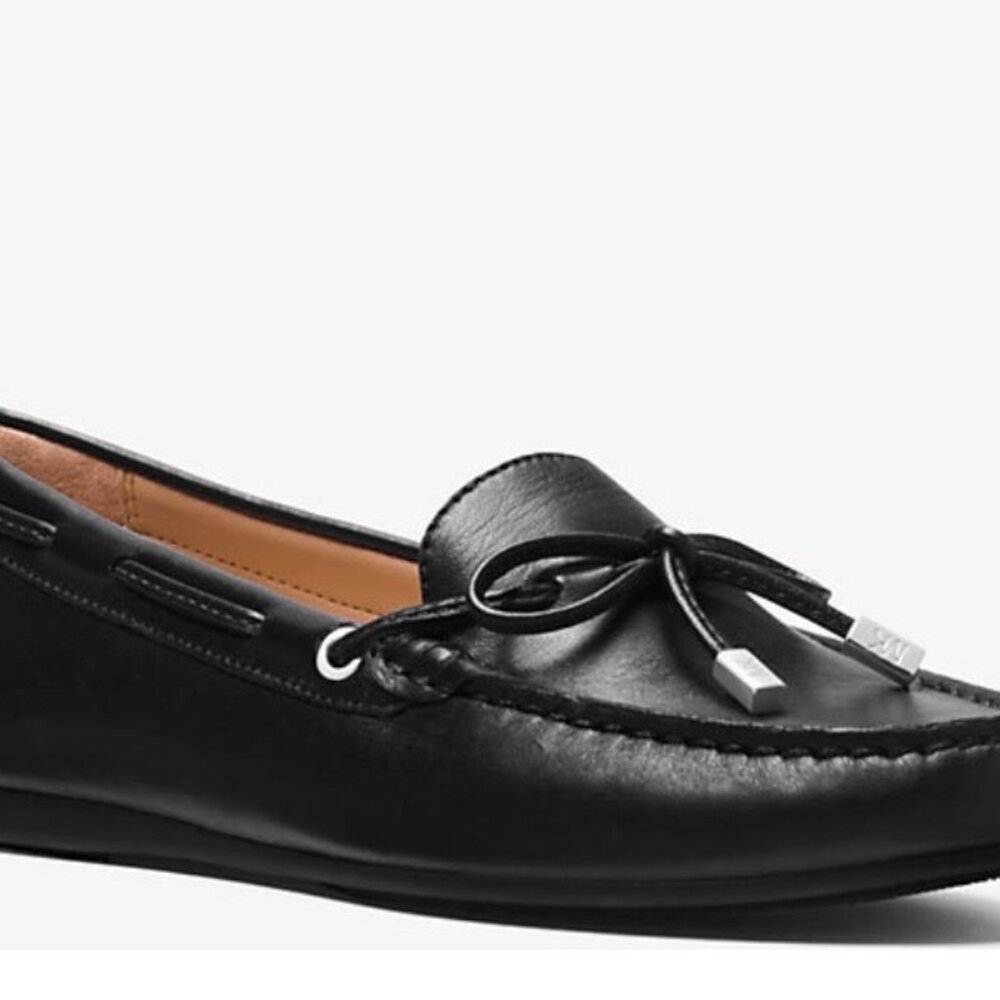 NEW! Michael Kors Sutton Black Leather Moccasin Flat Loafers Size 8M